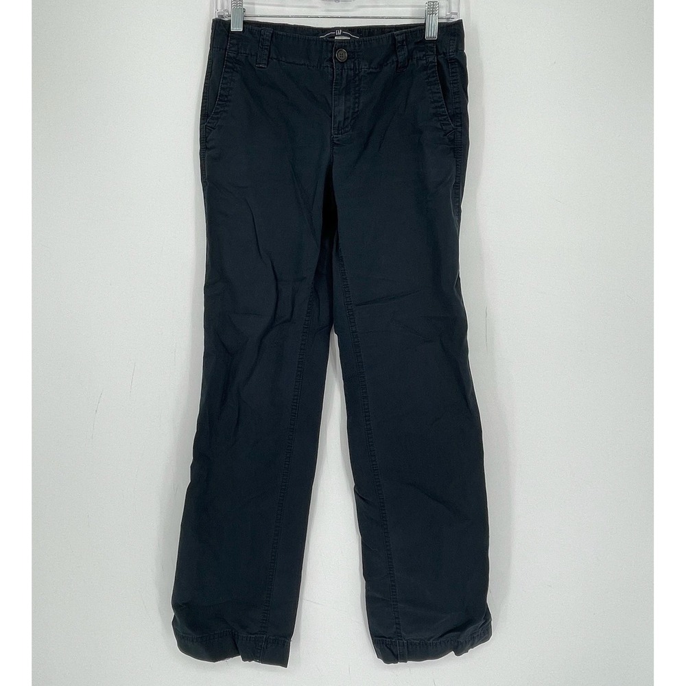Gap Junior's Y2K Style Black Straight Leg Chino Pants Size 1 Long Junior